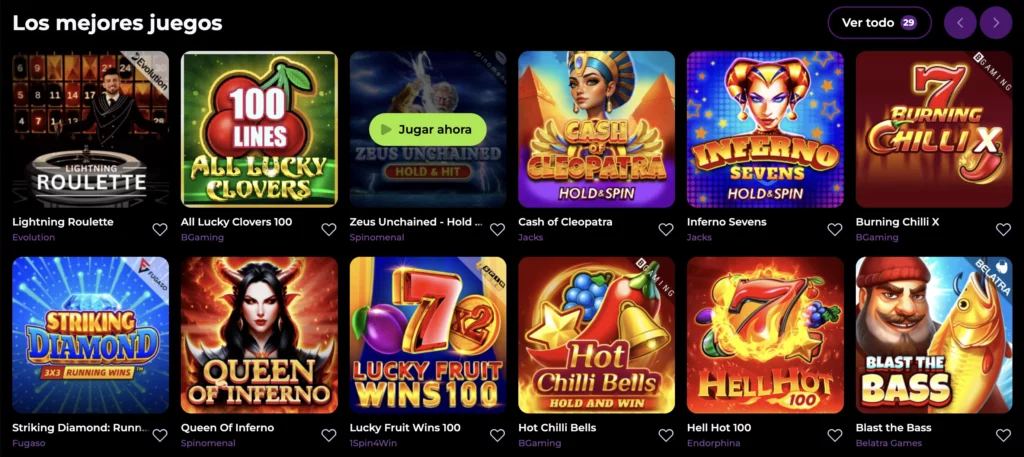 Juegos en Spinmama Casino